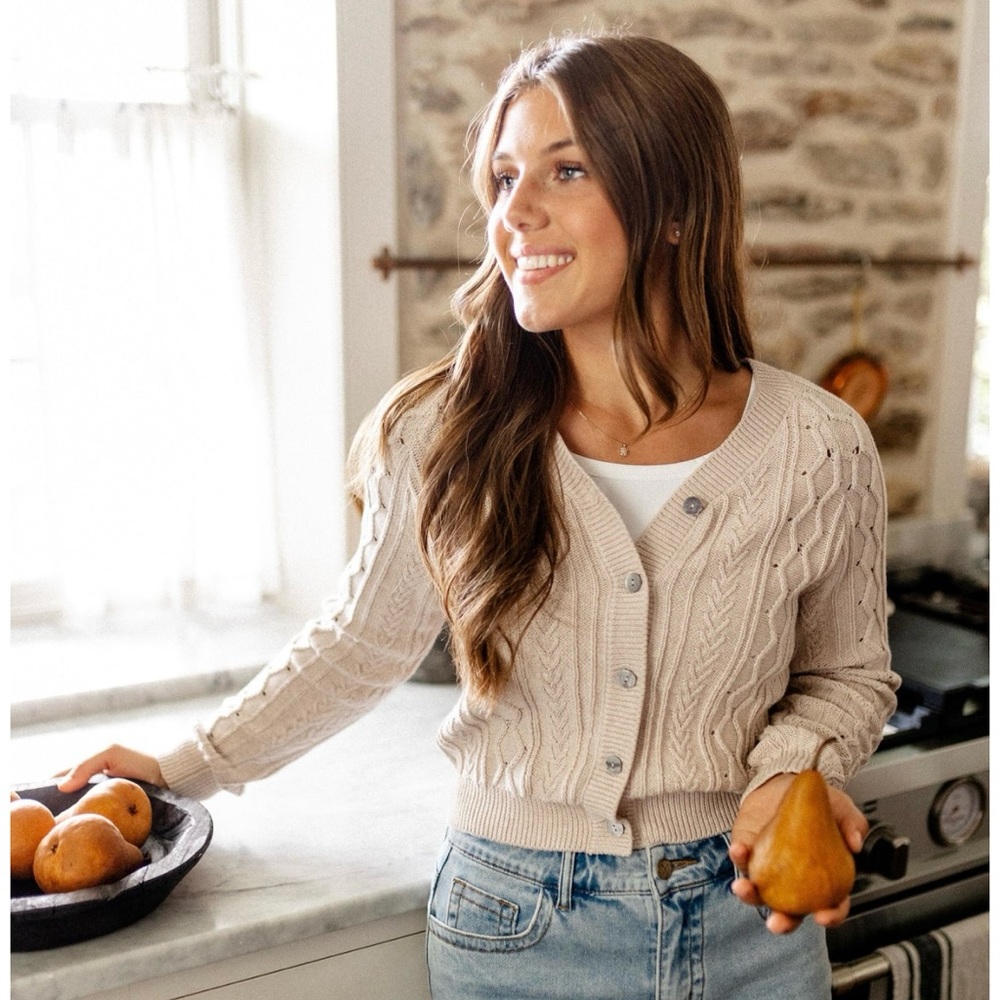 'PENELOPE' CABLE KNIT COTTON CARDIGAN